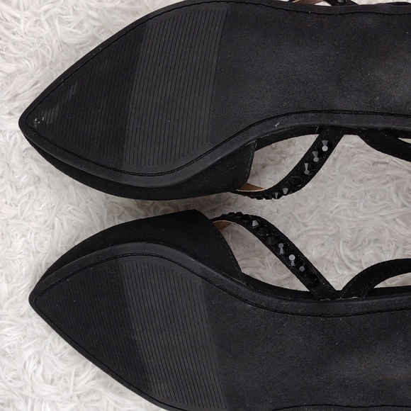 Torrid Black Fabric Embellished V-Strap Pointed Toe Slip On Flat Loafer… - Picture 8 of 14